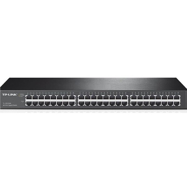 TP-Link TL-SG1048 48-Port Gigabit Rackmount Switch 19-inch rack-mountable steel case 96Gbps Switching Capacity IEEE 802.3x flow control Auto MDI/MDIX