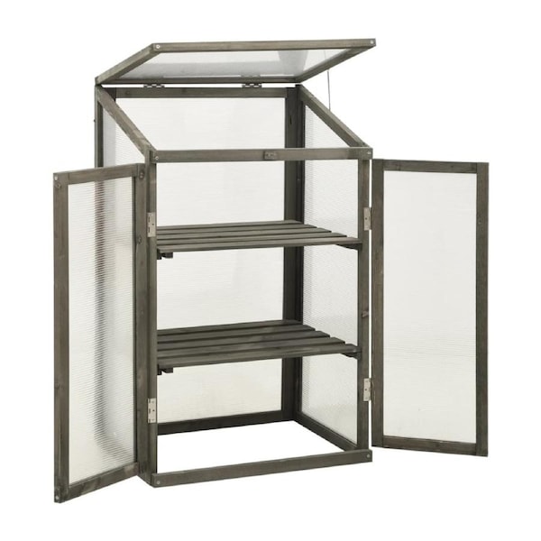 Greenhouse With 2 Shelves Hinged Roof Garden Outdoor Herb Flower Plant House