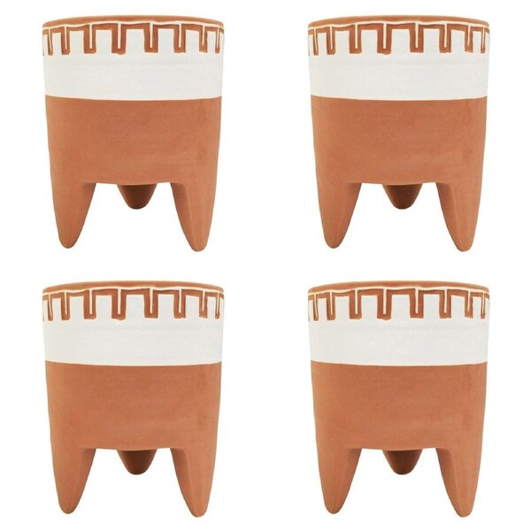4x Urban Kendall 18cm Ceramic Planter w/Legs Flower/Plant Pot Large Orange/White