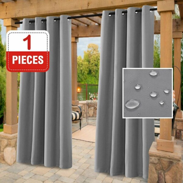 1x Outdoor Curtains Waterproof Thermal Insulated Blackout Drapes for Deck/Gazebo Natural / W132cm x D241cm