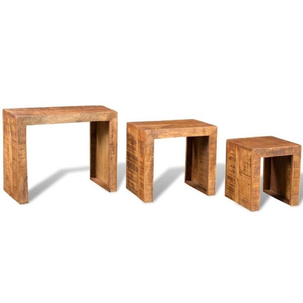 Nested Coffee Tables 3 Set Side Nest of Table Living Room Nesting Wood