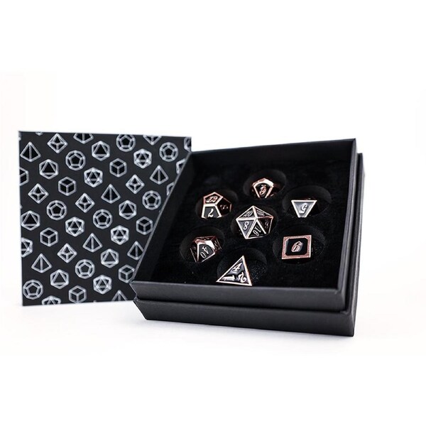 LPG Dice Set - Metal RPG Serif Black/Brass
