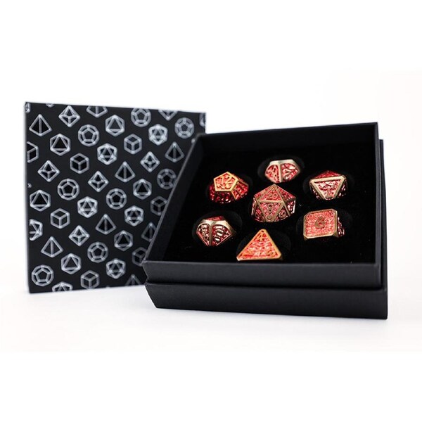 LPG Dice Set - Metal RPG Draco Bright Red/Gold