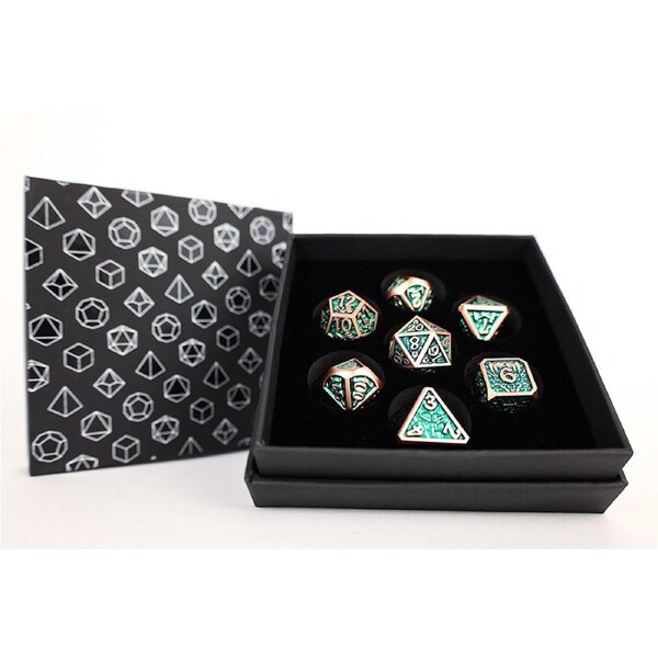 LPG Dice Set - Metal RPG Draco Dark Green/Brass