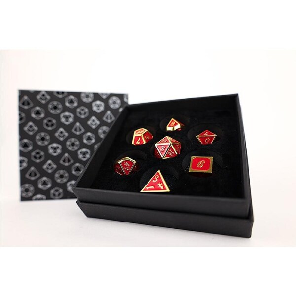 LPG Dice Set - Metal RPG Serif Red/Gold