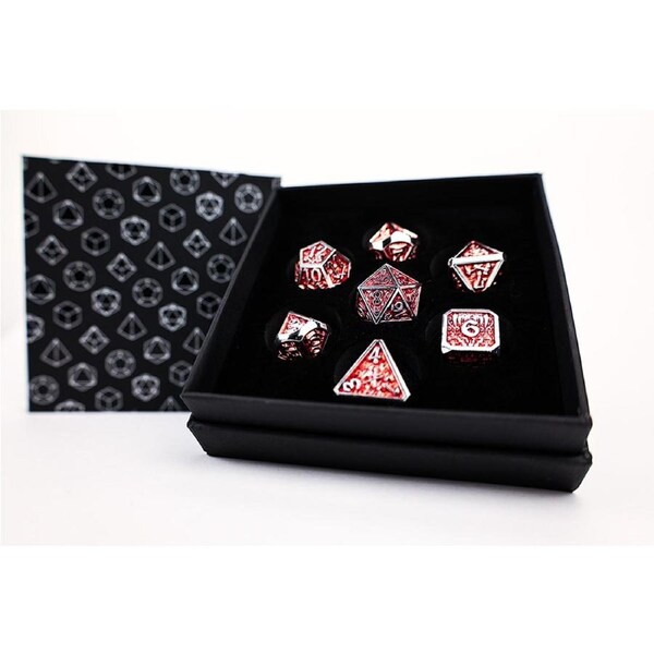 LPG Dice Set - Metal RPG Draco Dark Red/Silver