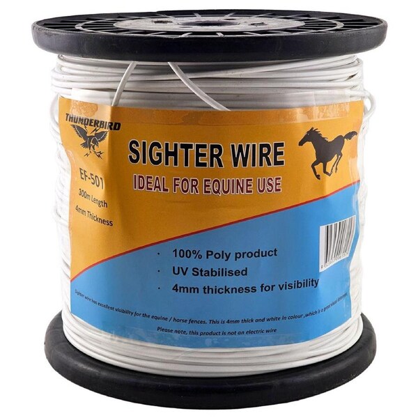 Thunderbird 4mm x 300m Equine Horse Sighter Wire - White - EF-501