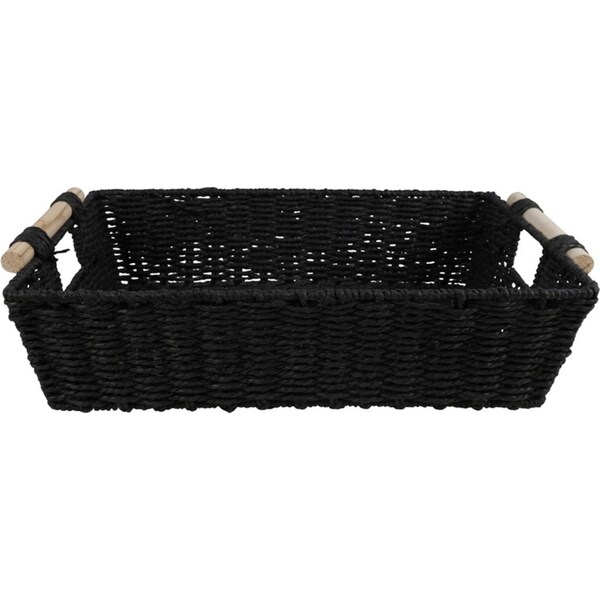 Maine & Crawford Cercy 46cm Paper Rope Basket Organiser Storage w/ Handle Black