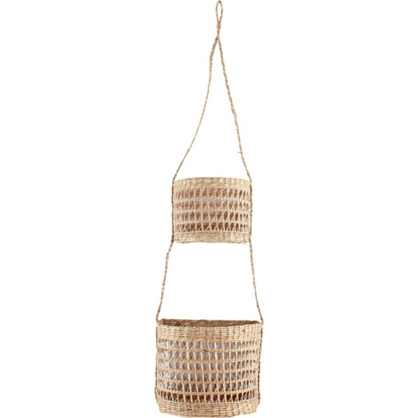 Maine & Crawford Gympie 2-Tier 20cm Seagrass Hanging Basket Garden Decor Natural