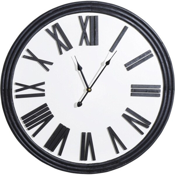 Maine & Crawford Lucas Roman Numeral 60cm Analogue MDF Wall Clock Hanging Black