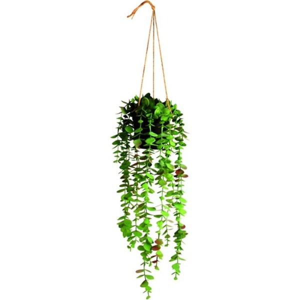 Maine & Crawford 50cm Faux Eucalyptus In Hanging Pot Artificial Plant Green