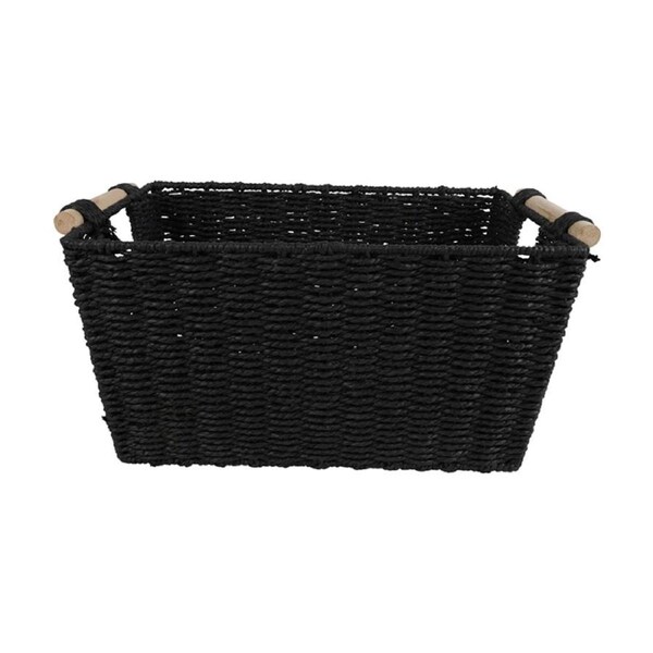 Maine & Crawford Cercy 42cm Paper Rope Basket Organiser Storage w/ Handle Black