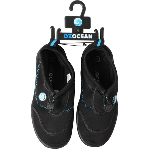 Oz Ocean Meelup Aqua Shoes Beach/Pool Outdoor Water Slip-On Kids Size 2 Black