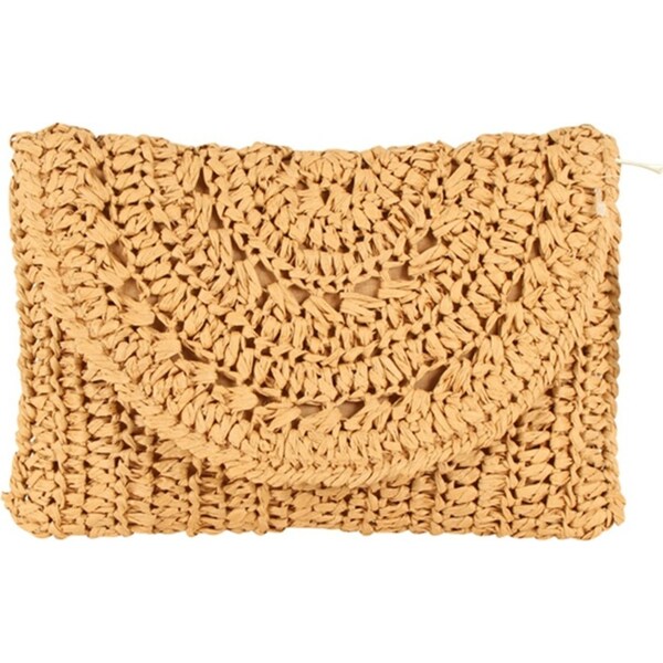 Maine & Crawford 24cm Phoenix Clutch Paper Weave Bag Women Purse Handbag Tan