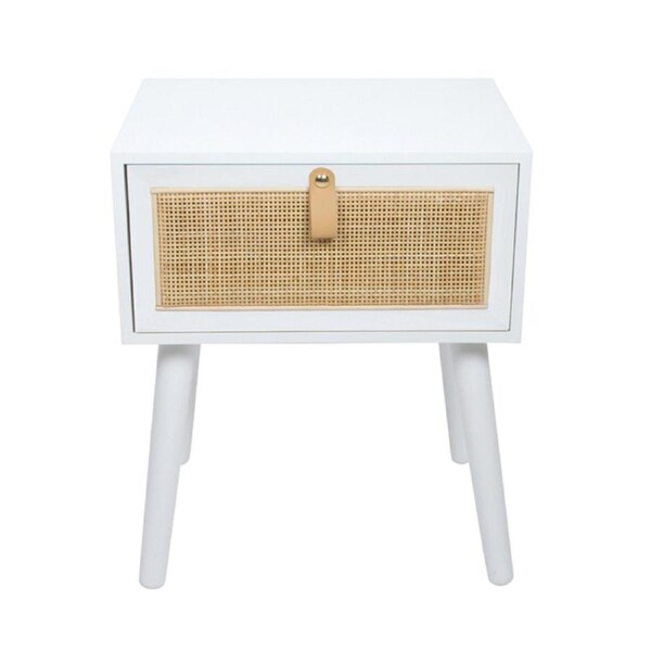 Maine & Crawford Hilla 49cm Bedside Table KD Rattan Home/Room Furniture White