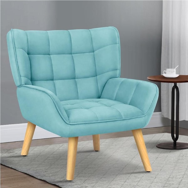ALFORDSON Armchair Accent Chair Lounge Sofa Wooden Couch Velvet Tub Seat Blue
