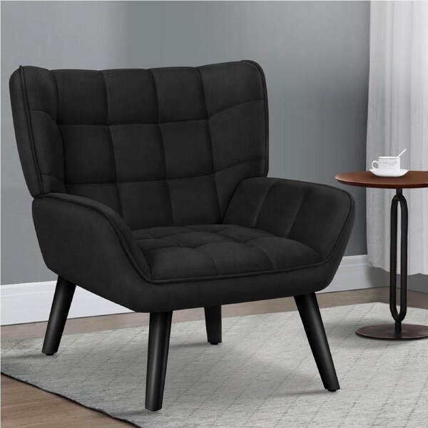 ALFORDSON Wooden Armchair Accent Tub Chair Lounge Sofa Couch Velvet Accent Black