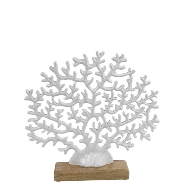 Maine & Crawford 7 Seas Metal/Wood 30x29cm Fan Coral Ornament Sculpture White