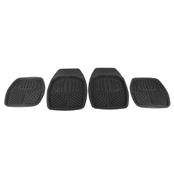 4pc Thorny Devil Car Rubber Floor Mats Carpet Deep Dish Vehicle Accessory Black