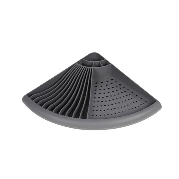 Wildtrak 49cm Dish Corner Rack Utensil/Plate Storage Organiser w/ Drip Tray Grey