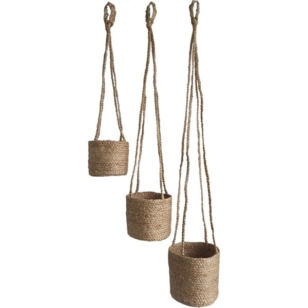 3pc Maine & Crawford Angela 18x16cm Jute Pot Hanger Hanging Pot Large Natural