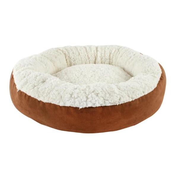 3pc Pro Pet Ollie Luxe Sherpa 70cm Dog Bed Round Faux Suede Sleep Cushion Assort