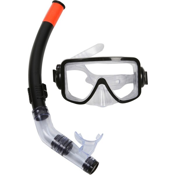 Airtime 42x23cm Deluxe Youth Swimming Snorkel Googles & Adjustable Mask Set BLK