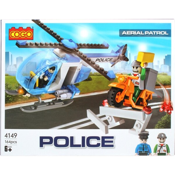 164pc Toylife 26cm Police Helicopter & Robber Build Blocks Play Toy Set Kids 6y+