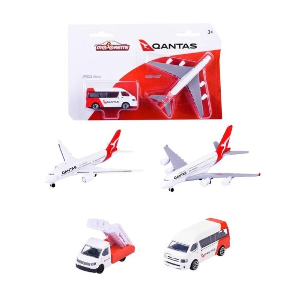 Majorette - Qantas Series Qantas Plane and Vehicle Assorted