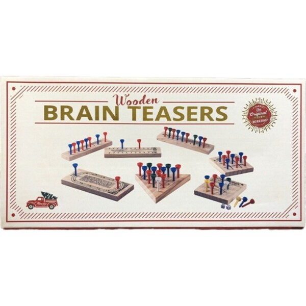 7pc Razoo Brain Teasers 18cm Assorted Wooden Board Game w/ Pegs & Dice Kids 3+