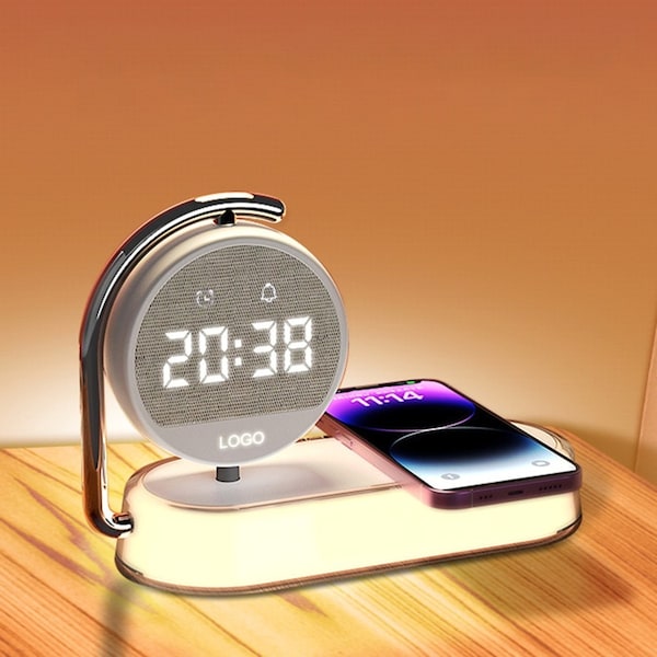 Multifunctional Desktop Digital Clock Alarm Clock Wireless Charging Night Light