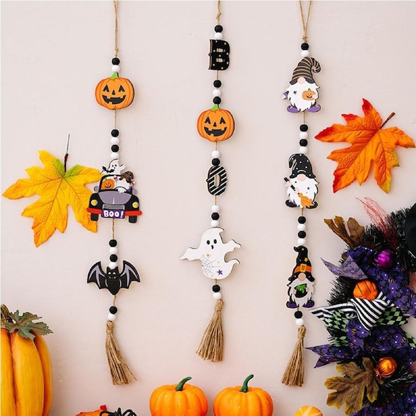 3Pcs Delicate Halloween Hanging Decor Halloween Themed Wood Sign Wooden Decor