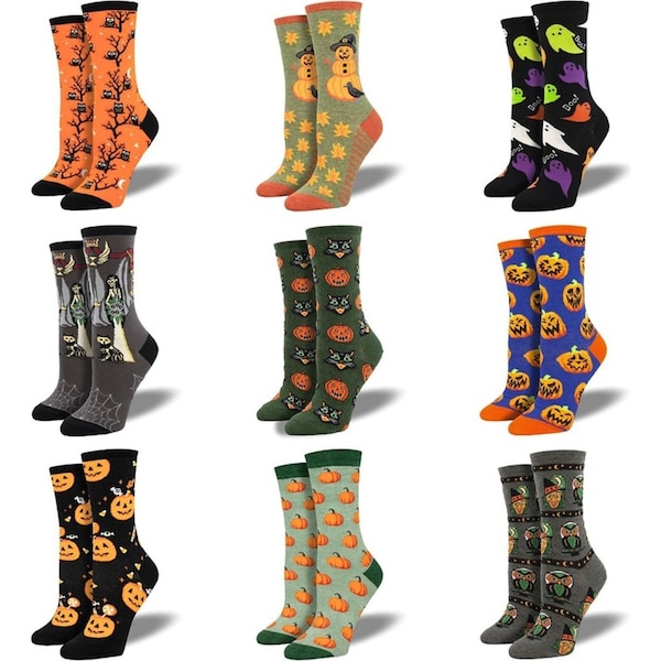 9 Pairs Good Luck Sock Men's and Women's Halloween Mid-Tube Socks for Adult