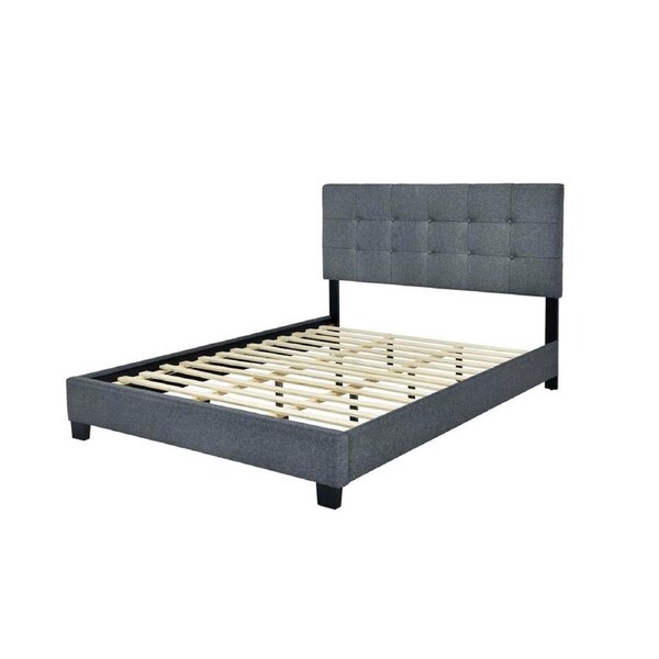 Melton King Single Bed Frame with Button Tufted Headboard Dark Grey