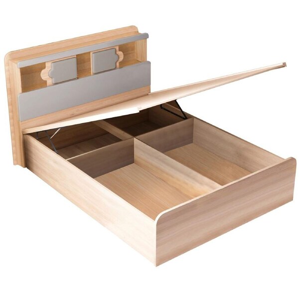 Kiama Gas Lift Double Bed Frame with LED Headboard and Storage Oak