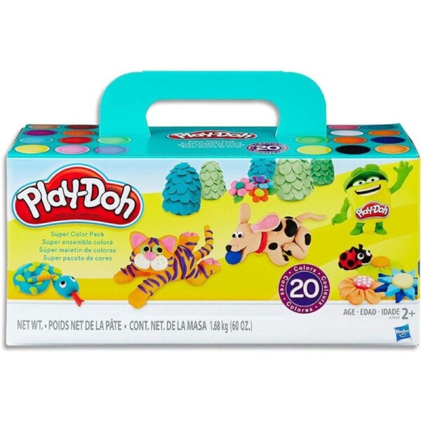 PLAY-DOH Hasbro A7924 Play-Doh Super Colour Pack Inc 20 Tubs Of Dough- Sensory And Educational Craft Toys For Kids, Boys, Girls- Ages 2+, Yellow, 20 Pack