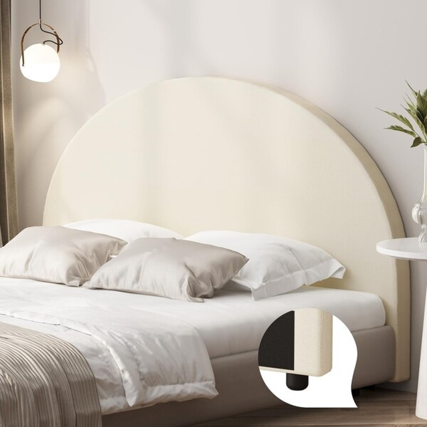 Oikiture Bed Head Headboard Queen Fabric Bedhead Beige