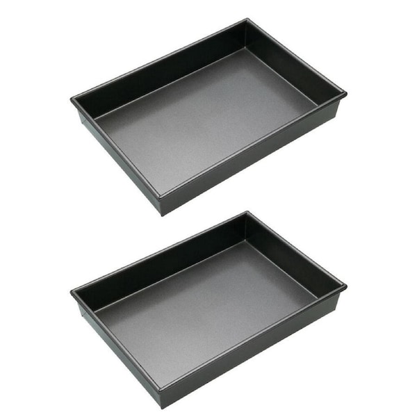 2x Mastercraft 35x24cm Heavy Base Non-Stick Rectangular Deep Cake Pan Baking BLK