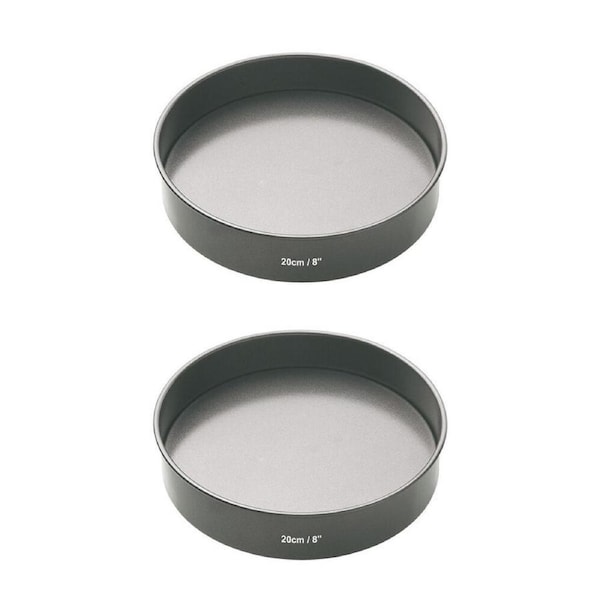2x Mastercraft 20cm Heavy Loose Base Non-Stick Round Sandwich Pan Baking Black