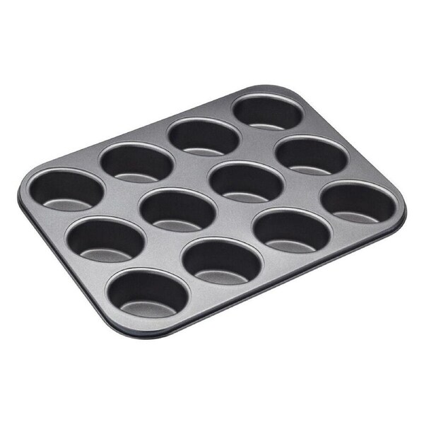 Mastercraft 35.5x26.5cm Heavy Base 12-Cup Non-Stick Friand Pan Baking Mould BLK