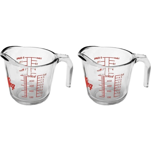 2x Anchor Hocking 500ml/2-Cup Glass Measuring Jug Kitchen Baking Cup Medium CLR