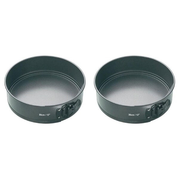 2x Mastercraft 30cm Springform Non-Stick Heavy Base Round Cake Pan Baking Black