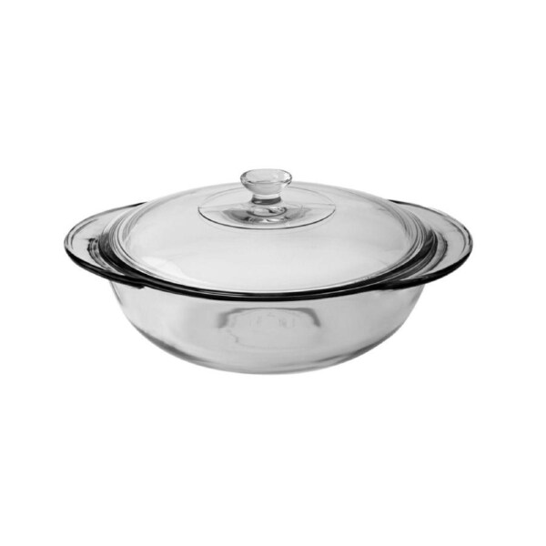 Anchor Hocking Fire King 25cm/2L Glass Round Casserole w/ Cover Kitchen Clear