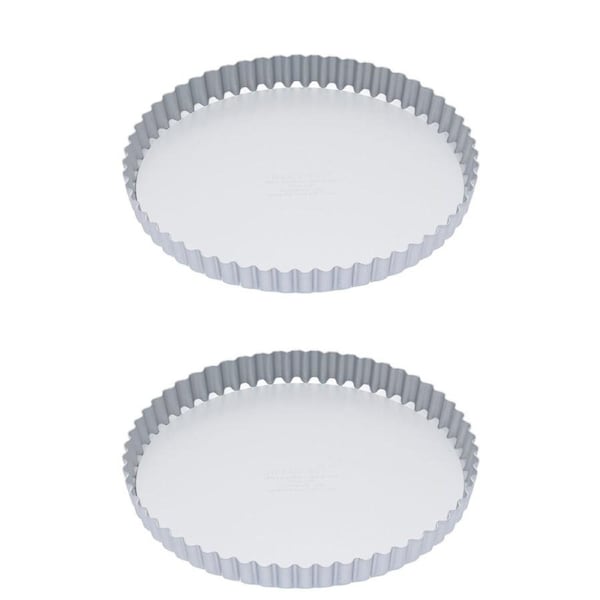 2x Mastercraft 23cm Anodised Round Flan/Quiche/Tart Tin Kitchen Baking Tray SLVR