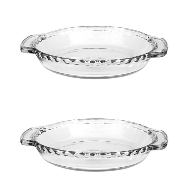 2x Anchor Hocking Fire King Deep 23cm Glass Pie Dish Kitchen Baking Tray Clear