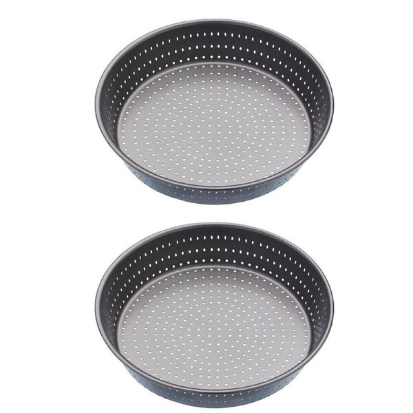 2x Mastercraft Crusty Bake 24cm Non-Stick Deep Pie Tin Baking Mould Tray Black