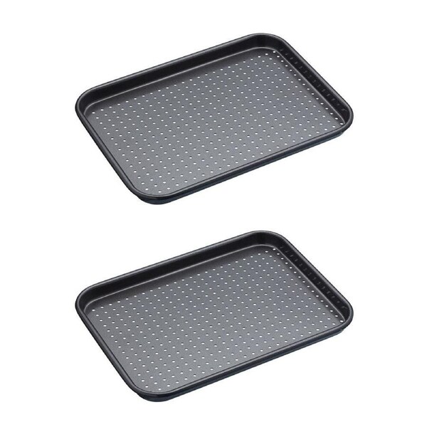 2x Mastercraft Crusty Bake 24x18cm Non-Stick Baking Tray Kitchen Cooking Black