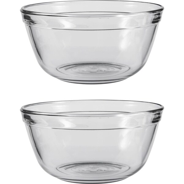 2x Anchor Hocking 18cm/1.5L Glass Mixing Bowl Original Stirring Serving Dish CLR