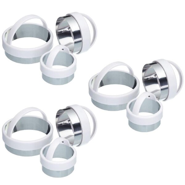 3x 3pc Mastercraft Plastic Pastry Cutters Tart/Pie Baking Tool Set White