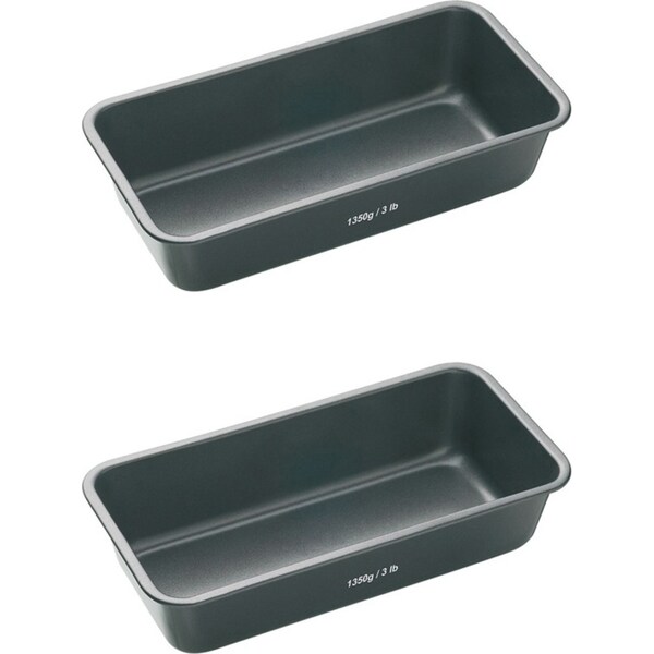 2x Mastercraft 28cm Heavy Base Non-Stick Loaf/Bread Pan Baking Mould Large Black